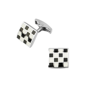 Simple and Fashion Checkerboard Pattern Geometric Square Cufflinks