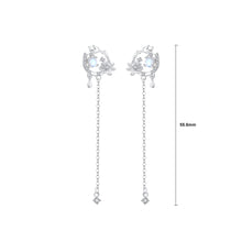 Load image into Gallery viewer, 925 Sterling Silver Fashion and Elegant Tulip Flower Moonstone Tassel Earrings with Cubic Zirconia