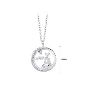 925 Sterling Silver Fashion and Creative Little Prince Pendant with Cubic Zirconia and Necklace
