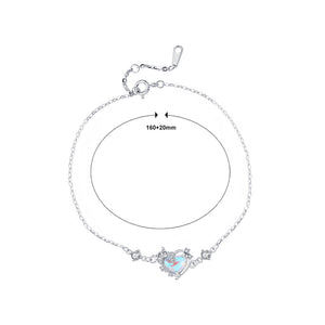 925 Sterling Silver Fashion Romantic Heart Shape Moonstone Bracelet with Cubic Zirconia