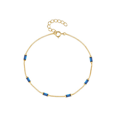925 Sterling Silver Plated Gold Simple Fashion Geometric Bracelet with Blue Cubic Zirconia