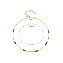 Load image into Gallery viewer, 925 Sterling Silver Plated Gold Simple Fashion Geometric Bracelet with Blue Cubic Zirconia