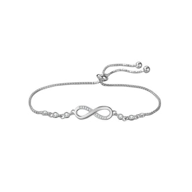 925 Sterling Silver Fashion Simple Infinity Symbol Bracelet with Cubic Zirconia