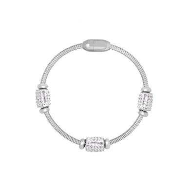 Fashion and Personalized 316L Stainless Steel Geometric Bangle with Cubic Zirconia