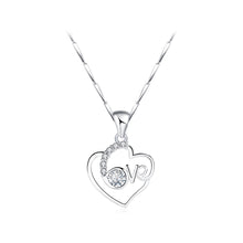 Load image into Gallery viewer, 925 Sterling Silver Fashion and Simple Love Hollow Heart-shaped Pendant with Cubic Zirconia and Necklace