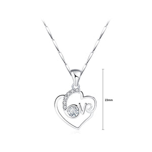 925 Sterling Silver Fashion and Simple Love Hollow Heart-shaped Pendant with Cubic Zirconia and Necklace