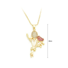 Load image into Gallery viewer, Fashion and Romantic Plated Gold Love Balloon Bouquet Pendant with Cubic Zirconia and Necklace