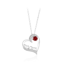 Load image into Gallery viewer, 925 Sterling Silver Fashion and Simple Mom Heart-shaped Pendant with Red Cubic Zirconia and Necklace