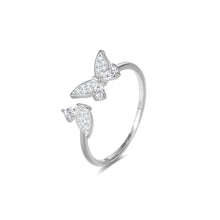 Load image into Gallery viewer, 925 Sterling Silver Simple and Cute Butterfly Adjustable Open Ring with Cubic Zirconia