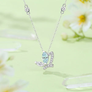 925 Sterling Silver Fashion Cute Butterfly Pendant with Cubic Zirconia and Necklace