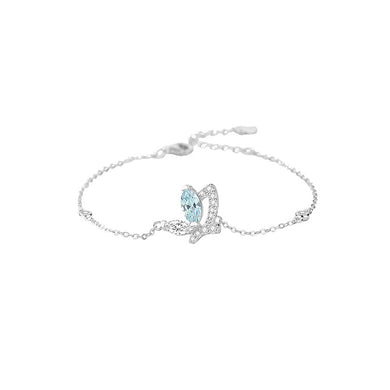925 Sterling Silver Fashion Cute Butterfly Bracelet with Cubic Zirconia