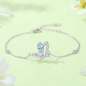 925 Sterling Silver Fashion Cute Butterfly Bracelet with Cubic Zirconia