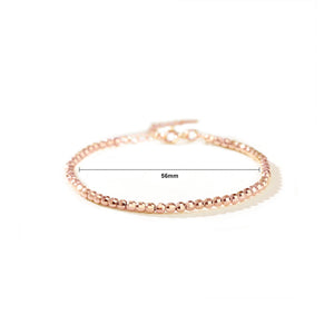 925 Sterling Silver Plated Rose Gold Simple and Fashion Geometric Round Beaded Bangle