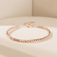Load image into Gallery viewer, 925 Sterling Silver Plated Rose Gold Simple and Fashion Geometric Round Beaded Bangle