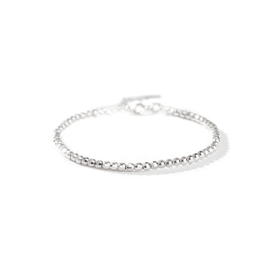 925 Sterling Silver Simple and Fashion Geometric Round Beaded Bangle