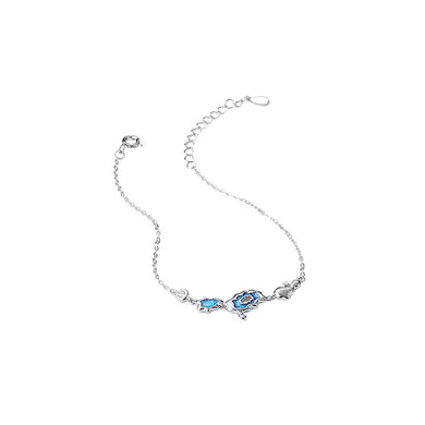 925 Sterling Silver Fashion and Creative Enamel Blue Sahara Lake Shape Bracelet