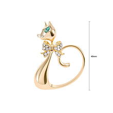 Load image into Gallery viewer, Simple and Temperament Plated Gold Ribbon Cat Brooch with Cubic Zirconia