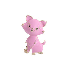 Load image into Gallery viewer, Simple Cute Plated Gold Enamel Pink Cat Brooch with Cubic Zirconia