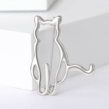 Load image into Gallery viewer, Simple and Cute Hollow White Cat Brooch