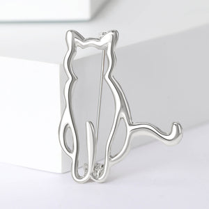 Simple and Cute Hollow White Cat Brooch