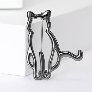 Simple and Cute Hollow Black Cat Brooch