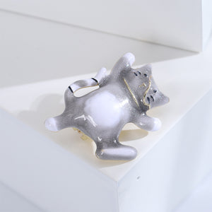 Simple and Cute Plated Gold Enamel Grey Cat Brooch