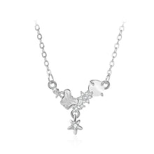Load image into Gallery viewer, 925 Sterling Silver Fashion Temperament Butterfly Flower Pendant with Cubic Zirconia and Necklace