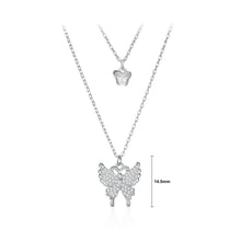 Load image into Gallery viewer, 925 Sterling Silver Fashion and Simple Butterfly Pendant with Cubic Zirconia and Double-layer Necklace