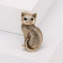 Load image into Gallery viewer, Simple Cute Plated Gold Cat Brooch with Cubic Zirconia