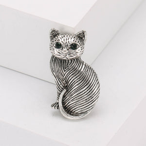 Simple Cute Cat Brooch with Cubic Zirconia