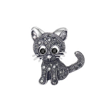 Load image into Gallery viewer, Simple Cute Cat Brooch with Grey Cubic Zirconia