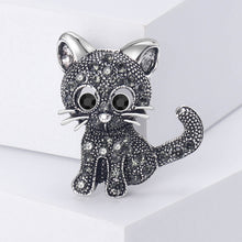 Load image into Gallery viewer, Simple Cute Cat Brooch with Grey Cubic Zirconia