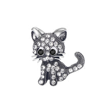 Load image into Gallery viewer, Simple Cute Cat Brooch with White Cubic Zirconia