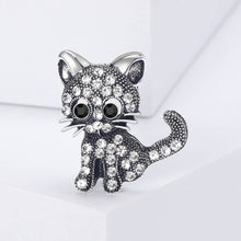 Load image into Gallery viewer, Simple Cute Cat Brooch with White Cubic Zirconia