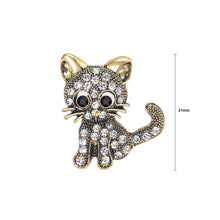 Load image into Gallery viewer, Simple Cute Plated Gold Cat Brooch with White Cubic Zirconia