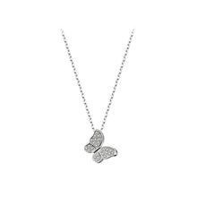 Load image into Gallery viewer, 925 Sterling Silver Simple Cute Butterfly Pendant with Cubic Zirconia and Necklace