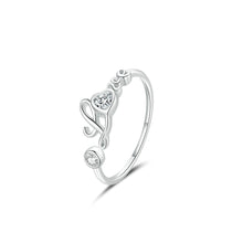 Load image into Gallery viewer, 925 Sterling Silver Fashion Romantic Love Heart Shape Adjustable Open Ring with Cubic Zirconia
