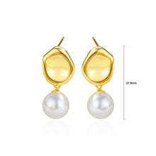 Load image into Gallery viewer, 925 Sterling Silver Plated Gold Fashion Simple Irregular Geometric Imitation Pearl Earrings
