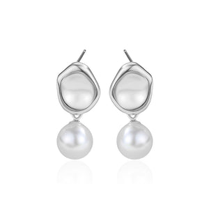 925 Sterling Silver Fashion Simple Irregular Geometric Imitation Pearl Earrings