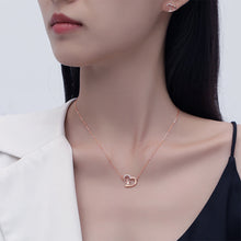 Load image into Gallery viewer, 925 Sterling Silver Plated Rose Gold Fashion Sweet Rabbit Heart-shaped Pendant with Cubic Zirconia and Necklace