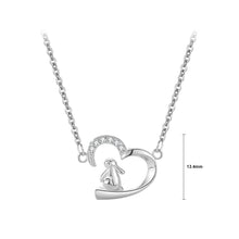 Load image into Gallery viewer, 925 Sterling Silver Fashion Sweet Rabbit Heart-shaped Pendant with Cubic Zirconia and Necklace