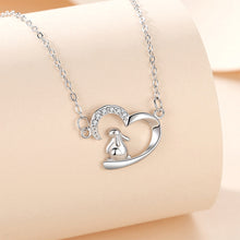 Load image into Gallery viewer, 925 Sterling Silver Fashion Sweet Rabbit Heart-shaped Pendant with Cubic Zirconia and Necklace