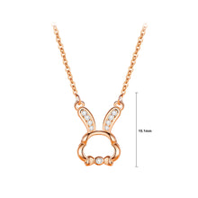 Load image into Gallery viewer, 925 Sterling Silver Plated Rose Gold Simple and Cute Hollow Rabbit Pendant with Cubic Zirconia and Necklace