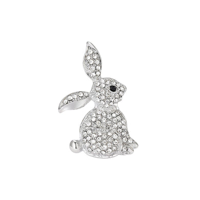 Simple Brilliant Plated Gold Rabbit Brooch with Cubic Zirconia
