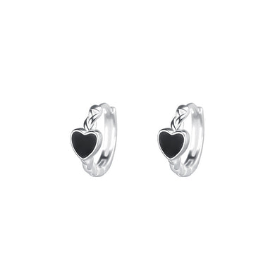 925 Sterling Silver Fashion Simple Enamel Heart-shaped Earrings