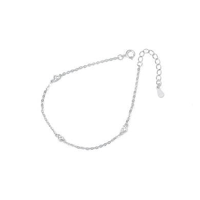 925 Sterling Silver Simple Cute Heart Bracelet with Cubic Zirconia
