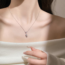 Load image into Gallery viewer, 925 Sterling Silver Fashion and Cute Heart-shaped Fishtail Moonstone Pendant with Cubic Zirconia and Necklace