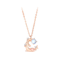 Load image into Gallery viewer, 925 Sterling Silver Plated Rose Gold Sweet and Fashion Sika Deer Moonstone Pendant with Cubic Zirconia and Necklace