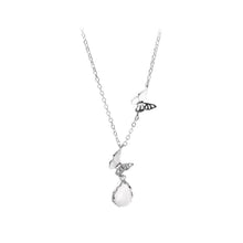 Load image into Gallery viewer, 925 Sterling Silver Fashion and Elegant Butterfly Water Drop Shape Imitation Cats Eye Pendant and Necklace