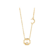 Load image into Gallery viewer, 925 Sterling Silver Plated Gold Fashion Simple Sun and Moon Pendant with Cubic Zirconia and Necklace